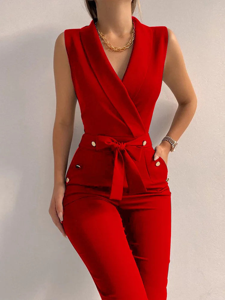 ChicVibe • Casual V-Hals Jumpsuit Voor Dames • Usefullforyou