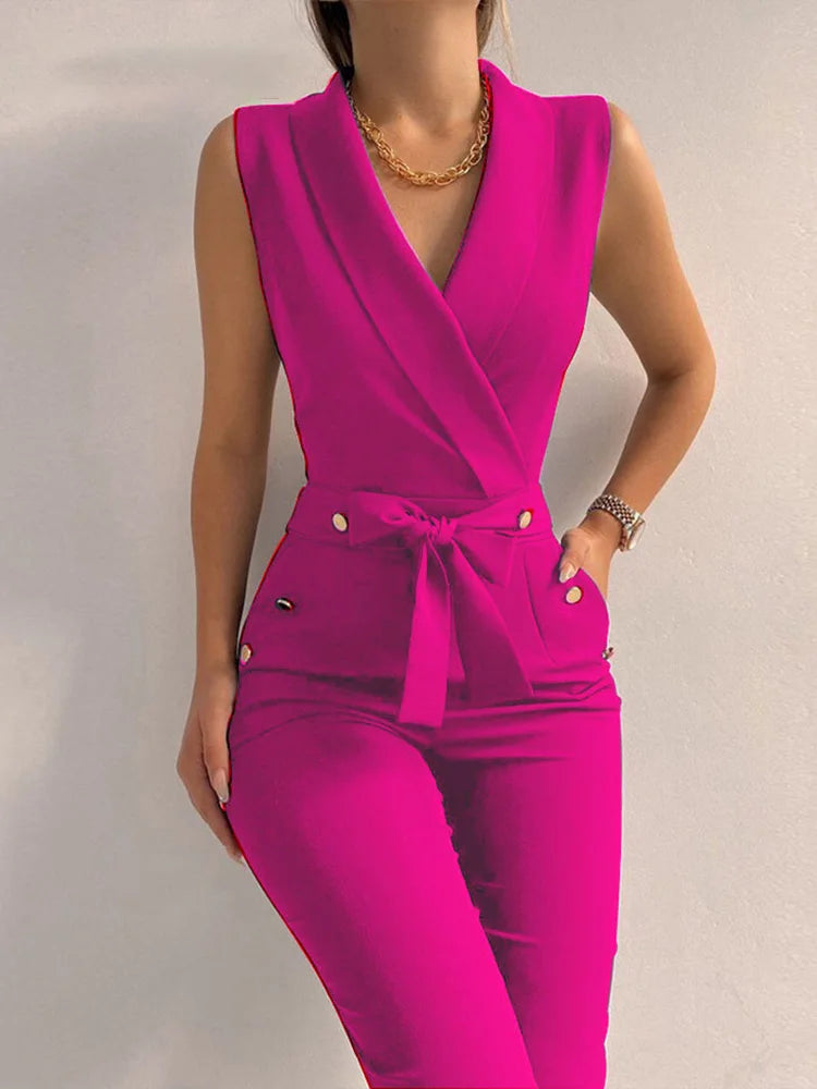 ChicVibe - Casual Jumpsuit med V-ringad