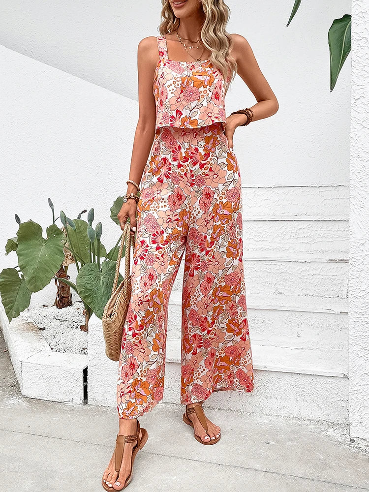 LuxeBloom - Elegant rygglös jumpsuit för kvinnor