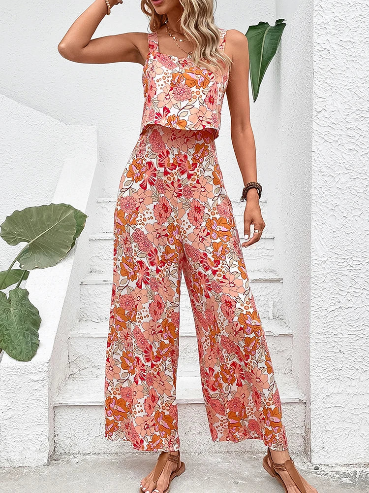 LuxeBloom - Elegant rygglös jumpsuit för kvinnor